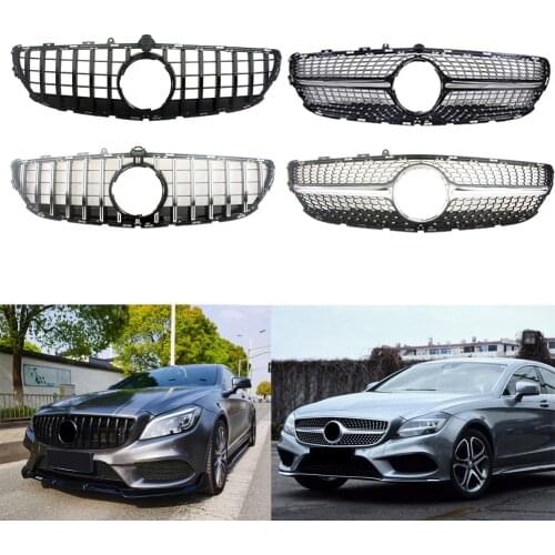 Front Bumper Racing Grill Billet Grille Cover For Mercedes-Benz W218 Cls-Class 2015-2018 Diamond GT