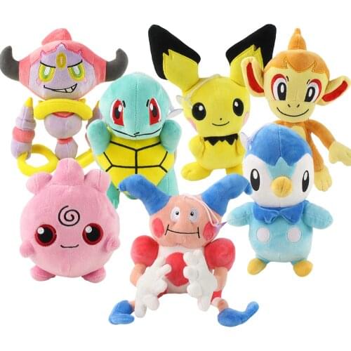 Pokemon Kawaii Cartoon Piplup Hoopa Chimchar Squirtle Pichu Igglybuff Mr. Mime Toy High Quality Stuffed Soft Plush Doll Gift
