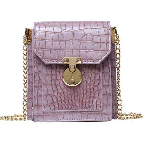 Luxury Designer Womens Messenger Bag Crocodile Pattern Lock Portable Chain Bag 2020 New Product One-shoulder Mobile Phone Bag