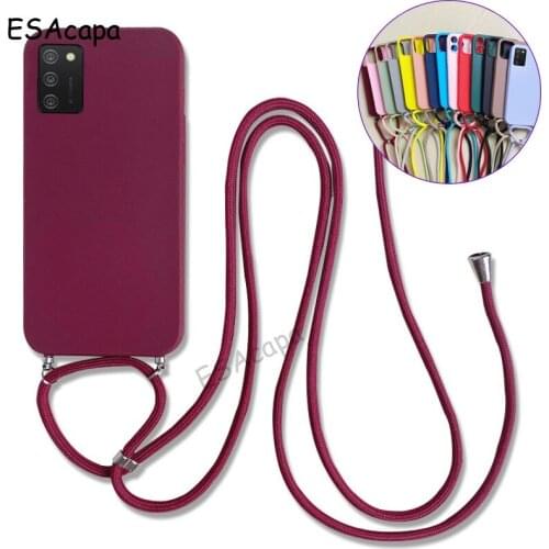 Crossbody Necklace Lanyard Phone Case For Samsung A02S A12 A42 A51 A71 5G A91 Silicone Matte Case For Samsung M31 M21S M60S M8OS