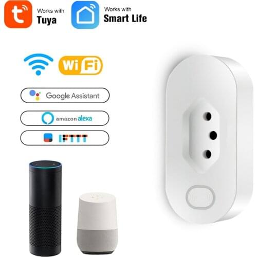 2021 NEW 16A Brazil Standard Wifi Smart Plug with Power Monitor, Smart Life APP Smart Socket Voice Works for Google Home, Alexa