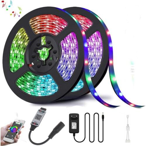 LED Strip Lights 5M 10M Smart LED Lights 5050 RGB Tape lamp Music Sync Bluetooth-compatible For TV,Bedroom,Party,Home Decoration