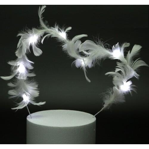 LED Light Feather Angel Wing Cake Toppers Cupcake Dessert Topper Birthday Cake Decoration Wedding Festival Party Supplies