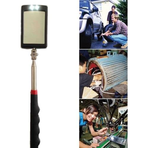 Inner Wall Nonslip 360 Degree Rotating Led Telescopic Inspection Mirror Vehicle Bottom Foldable Handle Corrosion-resistant #816