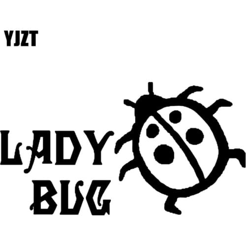 YJZT 15.2CM*8.3CM Lady Bug Beetle Car Sticker Cute Ladybird Vinyl Decal Black/Silver C19-0035