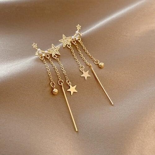 S925 Silver Needle Korean Star Tassel Hot Selling Net Red Temperament Female All-match Earrings Jewelry Wholesale
