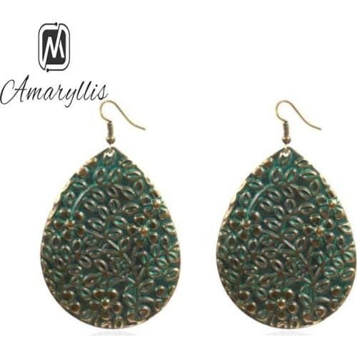 Amaiyllis National Elements Drop Earrings For Women Vintage Flower Pattern Pendant Dangle Earrings Ethnic Waterdrop Earrings
