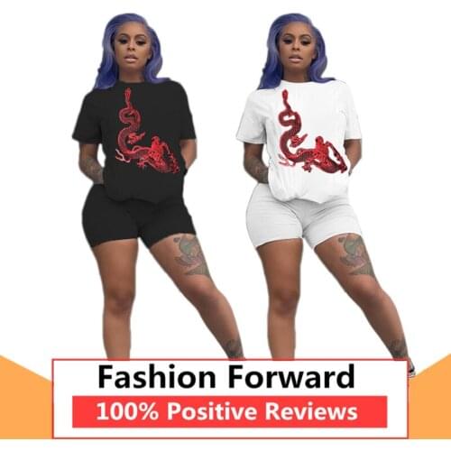 Womens Casual Dragon Print Pant Set