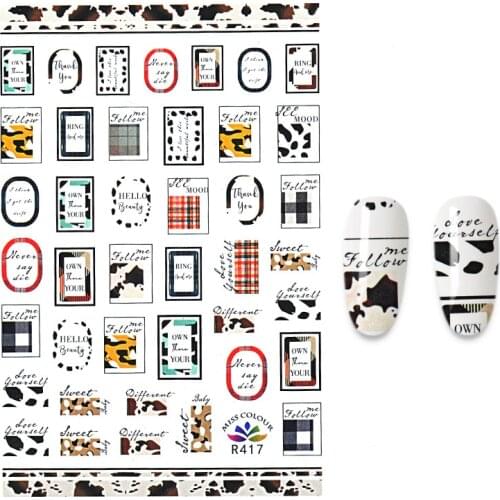 1PCS Cow Manicure Pattern Stickers for Nails Nail Art Decoration Adhesive Sticker Tips