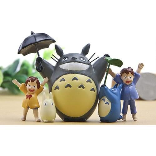 1pc My Neighbor Totoros With Umbrella Figure Gifts Doll Miniature Figurines Toys PVC Japanese Cute Lovely Anime Blessing Set