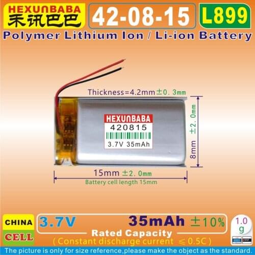 10pcs [L899] 3.7V 35mAh [420815] Polymer Li-ion battery for TWS wireless bluetooth earphone earbuds sport headset headphone