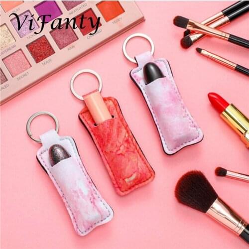10pcs Neoprene Chapstick Holder Keychain Cute Design Neoprene Lip Balm Keychain Holder