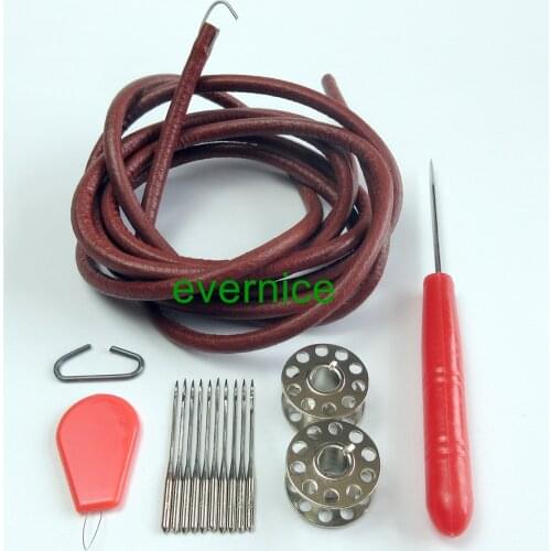 15 Parts Leather Belt+Needles+Bobbin+Awl+Thread Guide For Singer Sewing Machine
