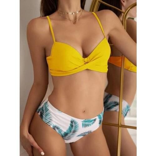 2021 Sexy Solid Color Bikini Women Swimwear Bandeau Biquini Swimsuit Female Bathing Suit Push Up Bikini Set Beachwear