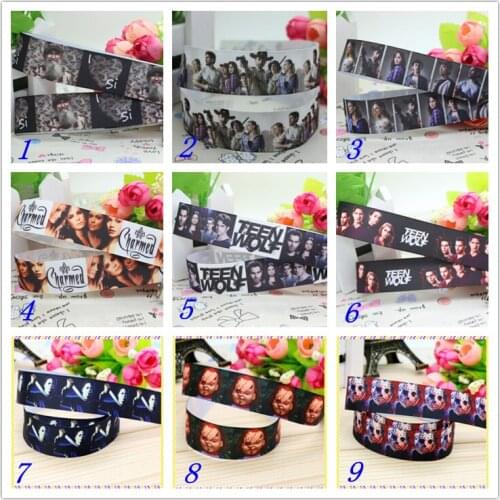 7/8'' Free shipping series monster printed grosgrain ribbon hairbow headwear party decoration diy wholesale OEM 22mm S222