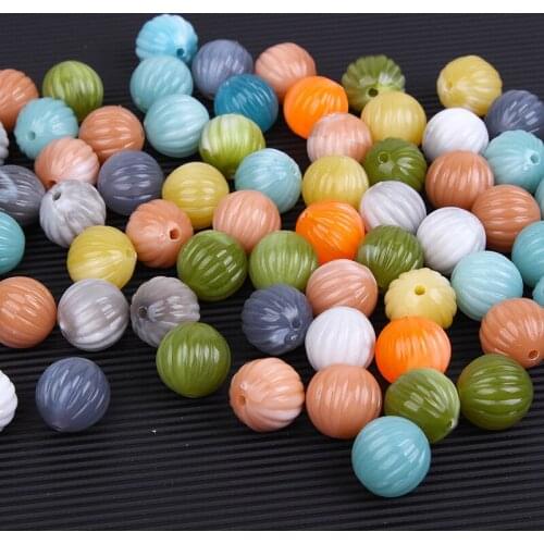 80G 12/14/16mm Mix Color Pumpkin beads Acrylic Decor Beads DIY Craft Necklace Earring Pendant Clothes Sewing Accessories