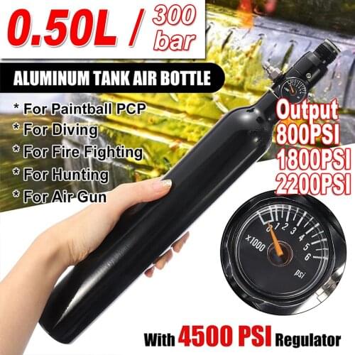 0.5L Aluminum Cylinder Paintball Tank 4500psi 300bar for Pcp Air Rifle Airforce Condor Airsoft Airguns Diving Mountaineering