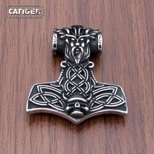Free Shipping Thor hammer Nodic Vikings Runes Pendant mjolnir Viking Valknut Original Amulet Chain for man party Necklace