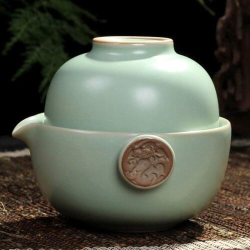 Free shipping Drinkware teaware ceramic teapot kung fu travel tea set convenience office ruyao teaset