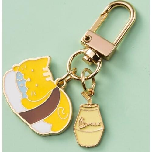Cartoon Animal Cat KeyChain Kawaii Accessories Car Key Chains For Women jewelry Phone Charm Car Accessories Keyring Couple Gift