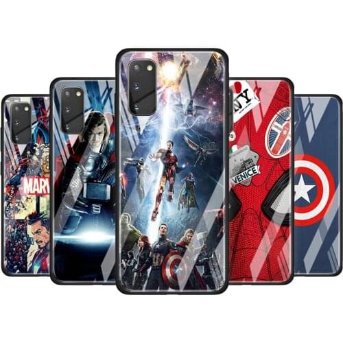 Avenger Superhero Marvel Tempered Glass Cover For Samsung Galaxy S20 S10 S9 S8 S10E FE Ultra Plus Lite 5G Phone Case