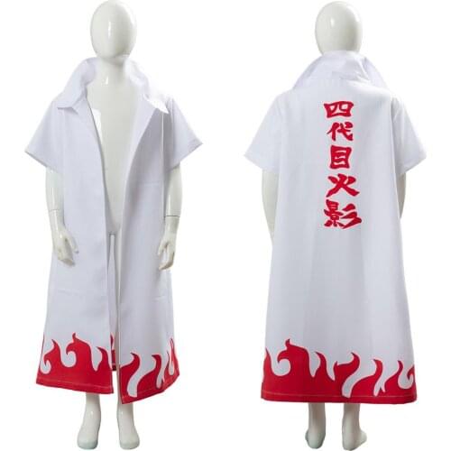 Kids Children Anime Cosplay 4th Yondaime Hokage Namikaze Minato Cloak Costume Fancy Halloween Carnival Party Trench Coat