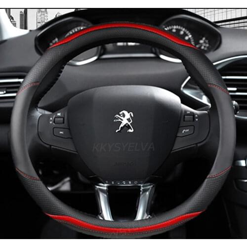 For Peugeot 308 2014~2021 II III T7 T9 308 SW Car Steering Wheel Cover Carbon Fibre + PU Leather Auto Accessories interior