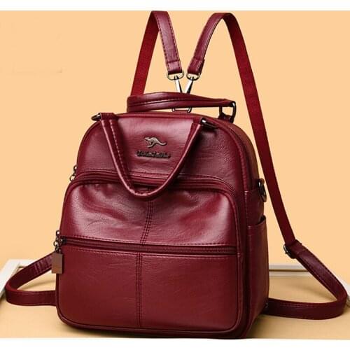 Elegant Vintage Women Backpack High Quality Leather Back Pack School Bags for Teenage Girls Bagpack Mochila Feminina Sac A Dos