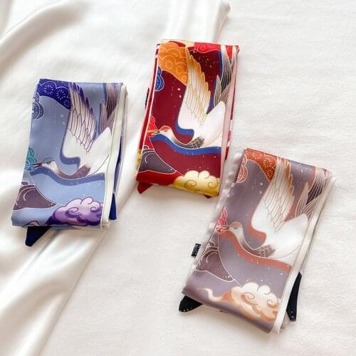 KOI LEAPING aesthetic national wind long silk scarf female multi-function decorative scarf headband tie wrist strap bag belt