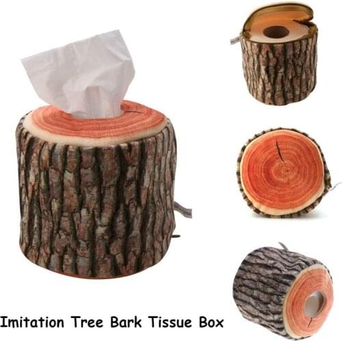 Imitation Tree Bark Tissue Box Napkin Paper Storage Holder Home Office Decor suporte papel higiênico