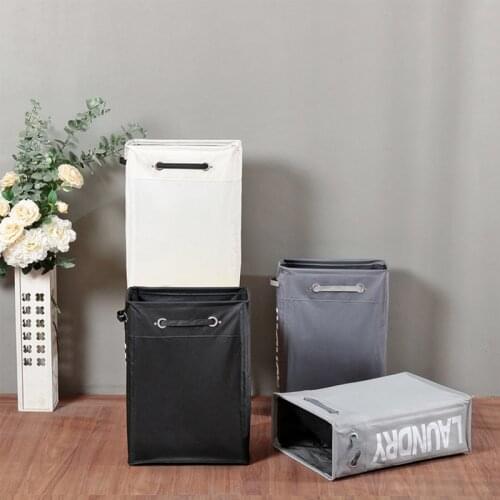 Clothes Storage Box Laundry Basket Oxford Cloth Dirty Clothes Basket with Leather Feet Small Folding Dirty Storage Basket