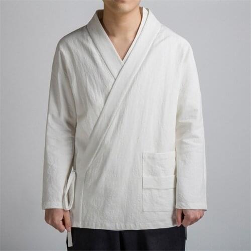 Tang Suit 2021 Autumn Chinese Style Cardigan Bandage Shirts Hanfu Vintage New Year Traditional Chinese Clothing for Men Tai Chi