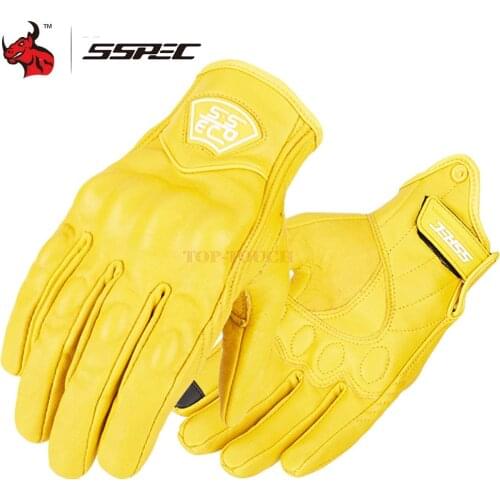 Summer Retro Motorcycle Gloves Leather Gloves Touch Screen Motocross Gloves Men Vintage Moto Gloves Half Full Finger Guantes