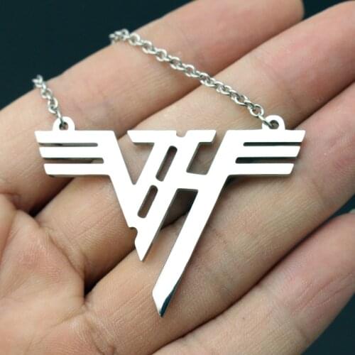 Hot VH Charm Eddie Van Halen band Logo Stainless Steel Pendant Necklace Jewelry 24" Chain