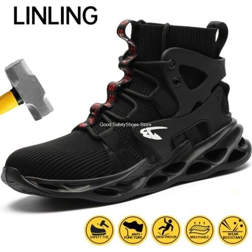 2021 Male Work Boots Indestructible Safety Shoes Men Steel Toe Shoes Puncture-Proof Work Sneakers Male Shoes Adult Work Shoes