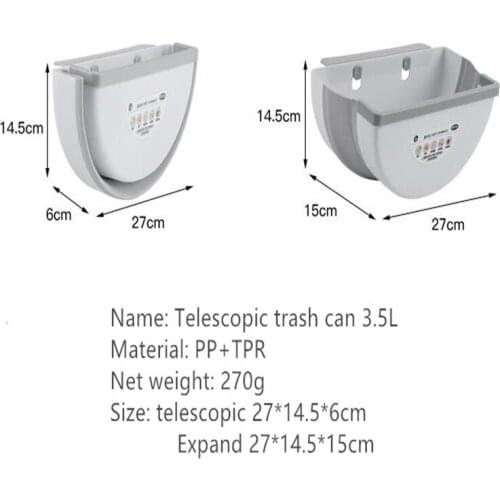 Hot Sale Kitchen Trash Can Wall-Mounted Folding Hanging Storage Bucket Convenient Garbage Bin
