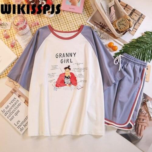 New Pure Cotton In Summer 2021Thin Short SleevePrincess Style Lovely Home Clothes Pajama Set Women Pajamas for Teen Girls