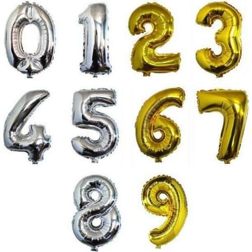 New Pink Blue Number Foil Balloons Birthday Party Digit Ballons Wedding Decor Baloons Christmas Holiday Supplies 16 inch number