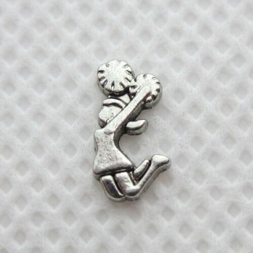New Arrival 20pcs Silver Cheerleaders Soprts Floating Charms Living Glass Memory Lockets Pendants DIY Jewelry Accessories Charms
