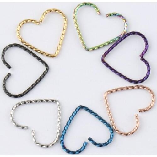 5PC Colourful Heart Stainless Steel Nose Piercing Ear Clip Twisted Peach Heart Nose Clip Piercing Body Jewelry Newest