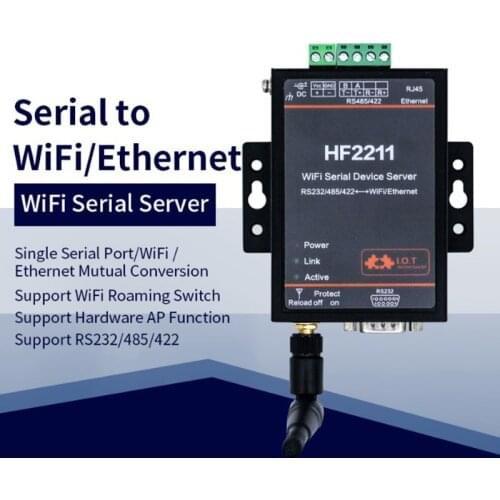HF2211 Industrial Modbus Serial RS232 RS485 RS422 to WiFi AND Ethernet Converter Device ModbusTCP serial to Ethernet