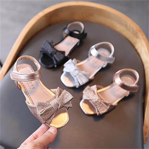 New Girls fashion Bow Toddler princess shoes Girls Soft-soled non-slip Comfortable Beach shoes size 21-35 sandals for girls