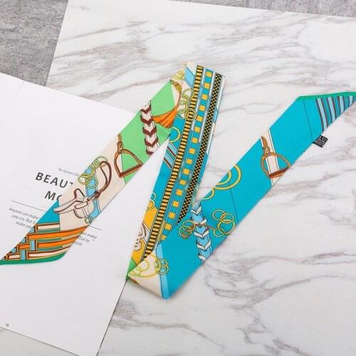 2021 New Skinny Scarf Women Bandana Long Hair Band Tie Bag Small Ribbon Design Belt Ladies Neck Scarf Shawl