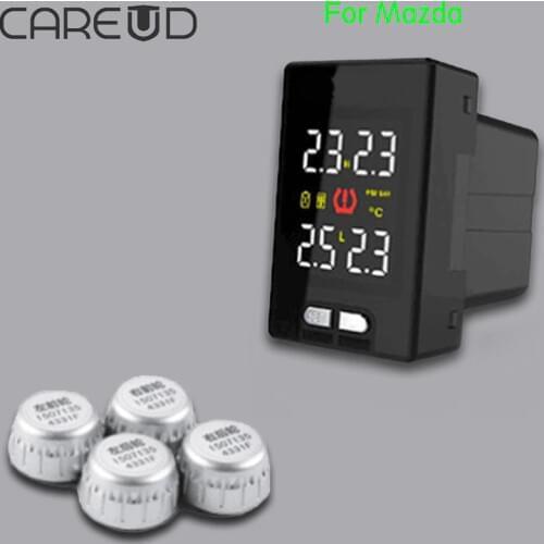 CAREUD TMPS for Mazda Car Tire Pressure Monitoring System+ 4pcs Mini ExternalSensors Real-time Tyre Security Alarm