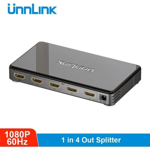 Unnlink HDMI-compatible Splitter 1X4 UHD 4K@30Hz 3D FHD1080P@60Hz 1 In 4 Out for Smart LED TV MI Box Projector Monitor ps4