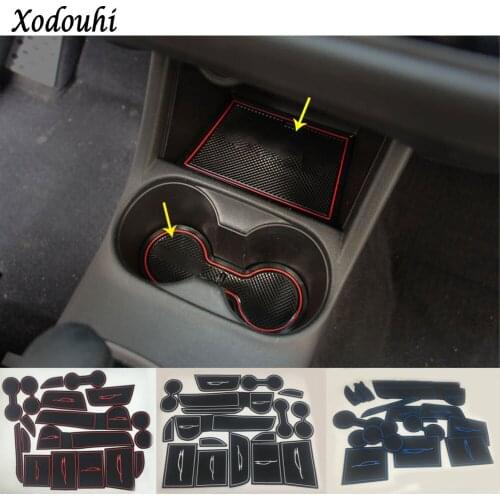For Mitsubishi Outlander 2016 2017 2018 2019 Car Groove Gate Slot Armrest Storage Water Proof Rubber Non-slip Mat Mats Door Pad