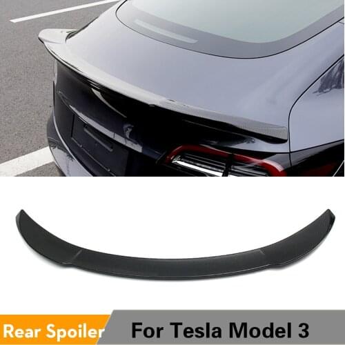 ABS Glossy Black Carbon Look Rear Trunk Spoiler Boot Lip Wing Spoiler For Tesla Model 3 Sport 2017 - 2019