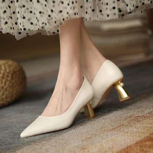 SKLFGXZY Ms. Dress Shoes Women Genuine Leather Cowhide High Heels Pointed Toes for Women Office Wedding Party Shoes Pumps