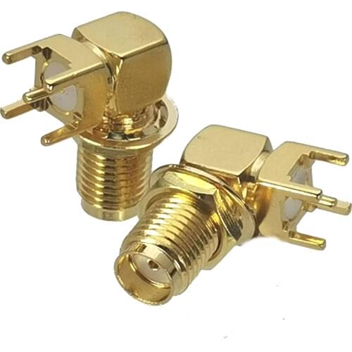 1Pcs SMA female JACK nut bulkhead solder for PCB mount RF Coaxial connector Right angle