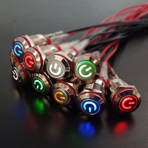 1pcs Momentary&Latching 12mm Metal Push Button Switch Waterproof 4 Pins LED Bulb Night Light Flat/High